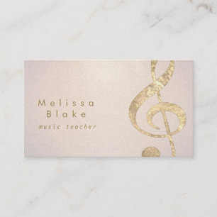 Carte De Visite professeur de musique faux feuille d'or treize sur