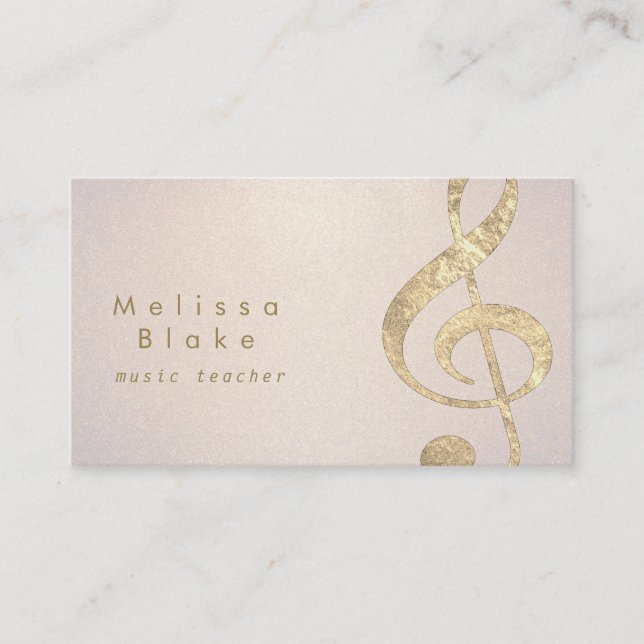 Carte De Visite professeur de musique faux feuille d'or treize sur (Devant)
