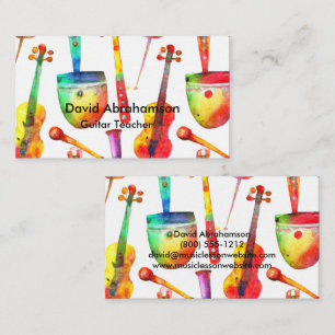 Carte De Visite Professeur de musique Guitare Enseignant Piano Ens