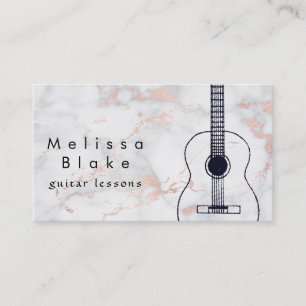 Carte De Visite professeur de musique guitare noire sur marbre ros