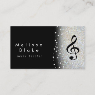 Carte De Visite professeur de musique ombre argent faux parties sc