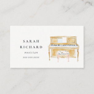 Carte De Visite Professeur de Musique Pianiste Élégant Aquarelle