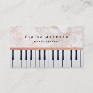 Carte De Visite professeur de musique pianiste élégant marbre rose