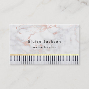 Carte De Visite professeur de musique pianiste en marbre rose