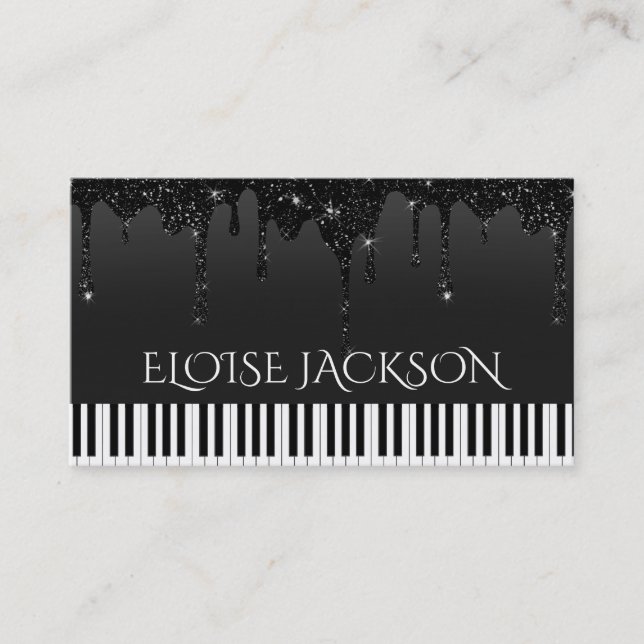 Carte De Visite professeur de musique pianiste parties scintillant (Devant)