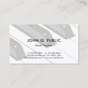 Carte De Visite Professeur de musique piano Modèle simple professi