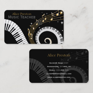 Carte De Visite Professeur de musique   Piano spiral