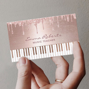 Carte De Visite Professeur de musique Rose moderne Gold Drives Pia