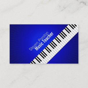 Carte De Visite Professeur de musique Touches de piano bleues