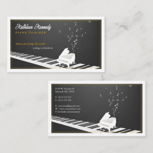 Carte De Visite Professeur de musique   Touches de piano noir blan