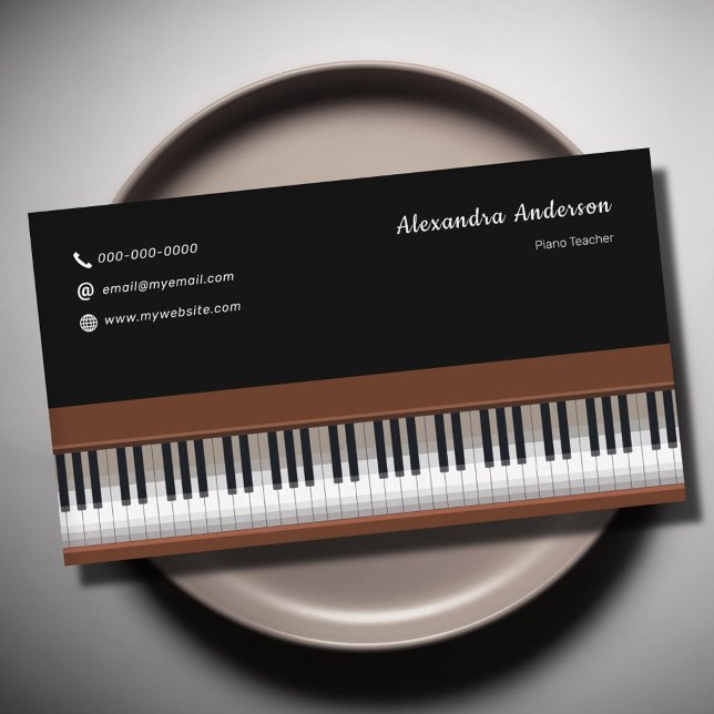 Carte De Visite Professeur de piano (Piano Teacher Business Card)