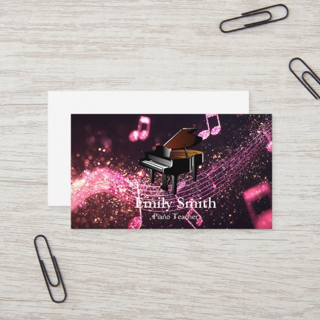 Carte De Visite Professeur de piano (Devant/Arrière en situation)