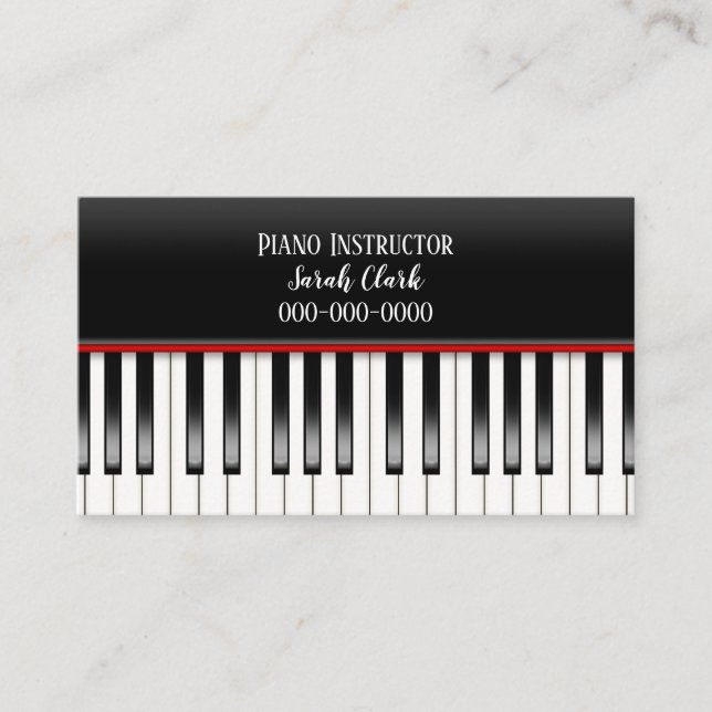 Carte De Visite Professeur de piano avec clavier (Devant)