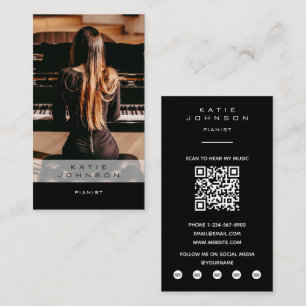 Carte De Visite Professeur de piano Musicien Photo QR Code