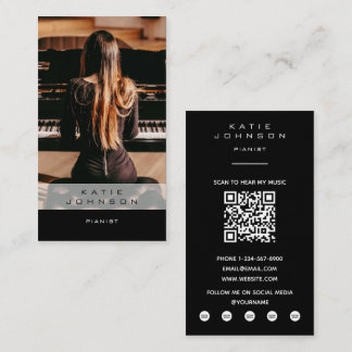 Carte De Visite Professeur de piano Musicien Photo QR Code