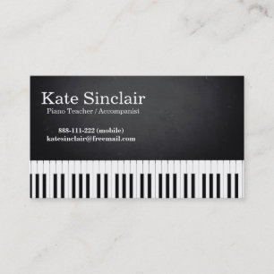 Carte De Visite Professeur de piano professionnel élégant de