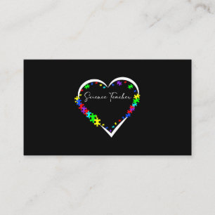 Carte De Visite Professeur de sciences Autisme Puzzle Amour Coeur 