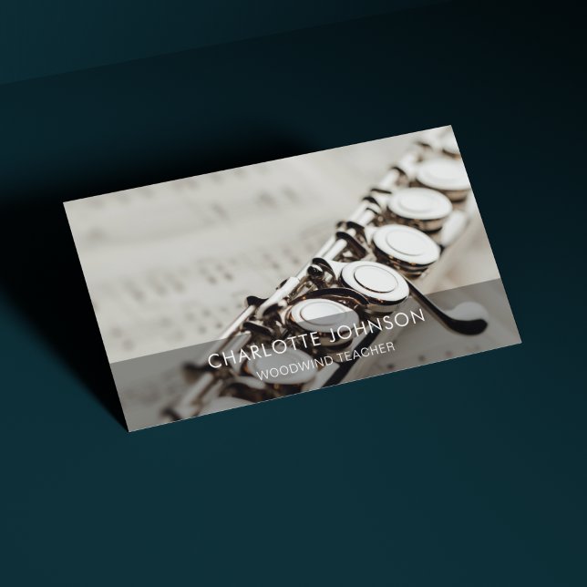 Carte De Visite Professeur de vent Élégant Flute moderne Noir&Blan (Créateur téléchargé)