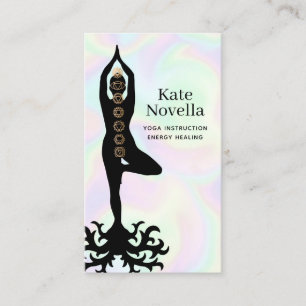 Carte De Visite Professeur de Yoga, Arrière - plan Holographique d