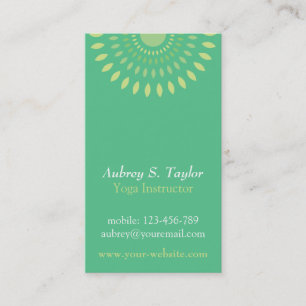 Carte De Visite Professeur de Yoga aux Feuilles Vertes Relaxantes 