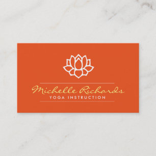 Carte De Visite Professeur de yoga de fleur de Lotus, orange