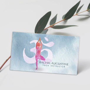 Carte De Visite Professeur de yoga de méditation à l'aquarelle Sym