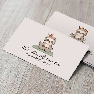 Carte De Visite Professeur de yoga de paresseux mignon Spa de bien