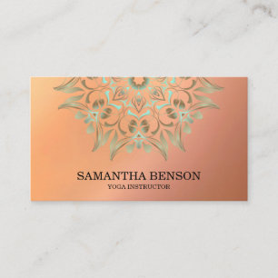 Carte De Visite Professeur de Yoga Elegant Bleu & Or Lotus