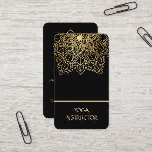 Carte De Visite Professeur de Yoga Élégant Mandala Floral NoirBlan