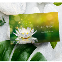 Professeur de Yoga Élégant Moderne Blanc Lotus Dor