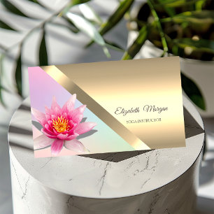 Carte De Visite Professeur de Yoga Fleur de Lotus Aquarelle Élégan