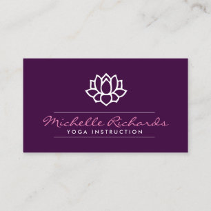 Carte De Visite Professeur de Yoga Fleur Lotus, Entraîneur De Vie 