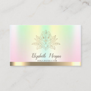 Carte De Visite Professeur de Yoga Lotus Iridescent Doré