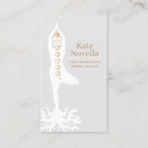 Carte De Visite Professeur de yoga, Pose d'arbre avec racines et c