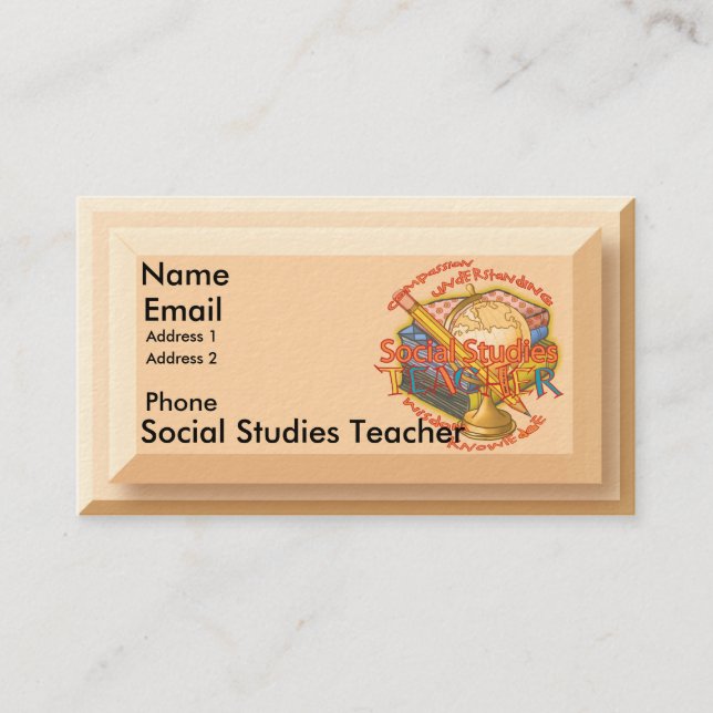 Carte De Visite Professeur d'études sociales (Devant)