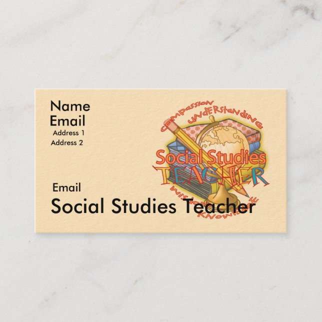 Carte De Visite Professeur d'études sociales (Devant)
