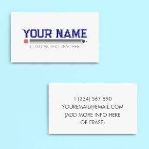 Carte De Visite Professeur personnalisé
