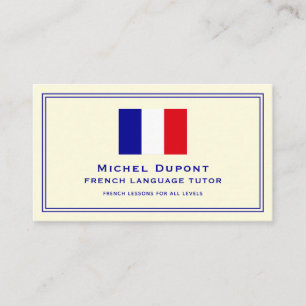 Carte De Visite Professeur personnel de langue française Drapeau d