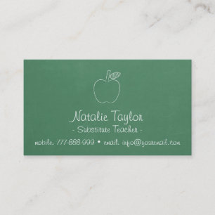 Carte De Visite Professeur Remplacant Tableau Vert Doodle Apple