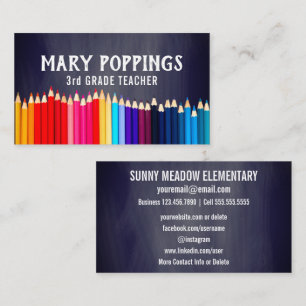 Carte De Visite Professeur social de tableau de crayons des médias