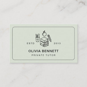 Carte De Visite Professeur Tuteur Privé Livres Crayon École