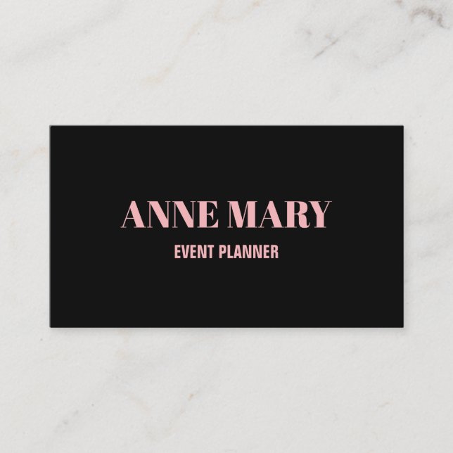 Carte De Visite Professional Black Blush Rose Girly Elegant Classy (Devant)