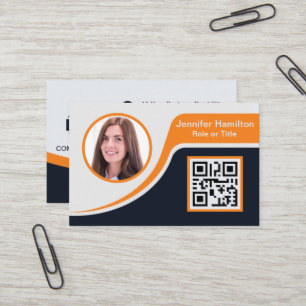 Carte De Visite Professional Black Orange ajoutez votre logo QR