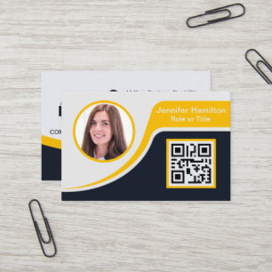Carte De Visite Professional Black Yellow ajoutez votre logo QR