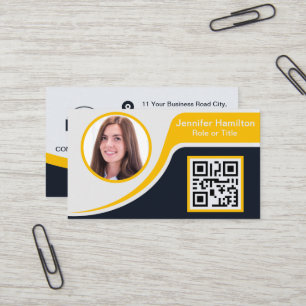 Carte De Visite Professional Black Yellow ajoutez votre logo QR Bu