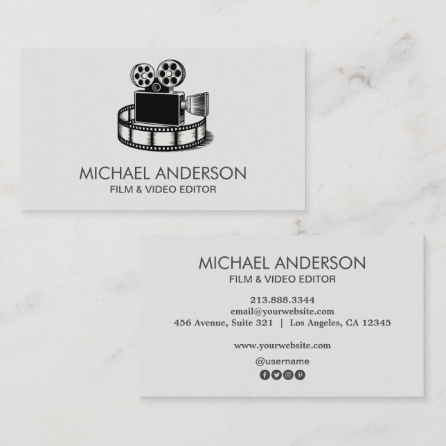 Carte De Visite Professional Camera and a Film Reel Video Editor   (Devant / Derrière)
