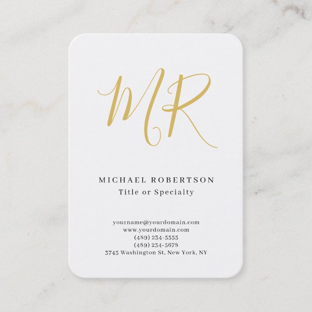 Carte De Visite Professional Classical Monogram Minimalist Plain (Devant)