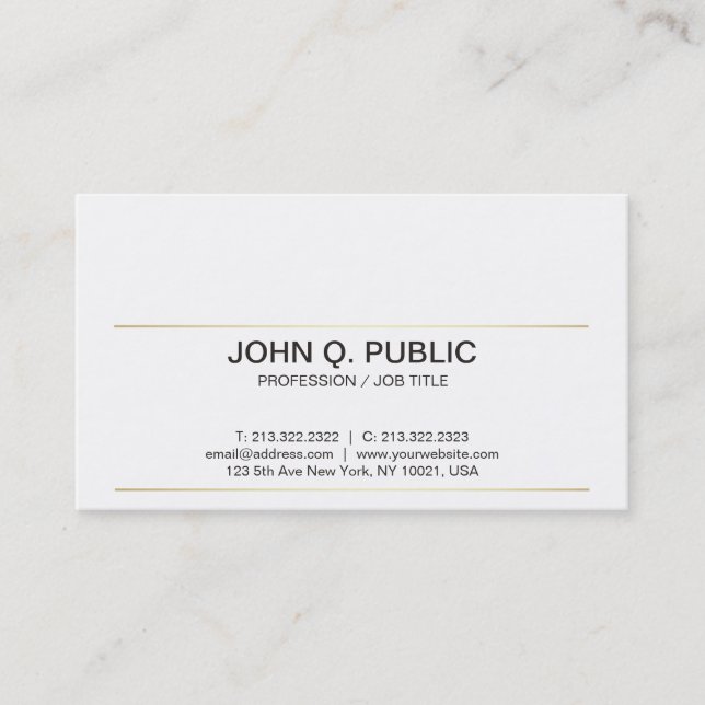 Carte De Visite Professional Clean Design Gold Stripes Moderne (Devant)