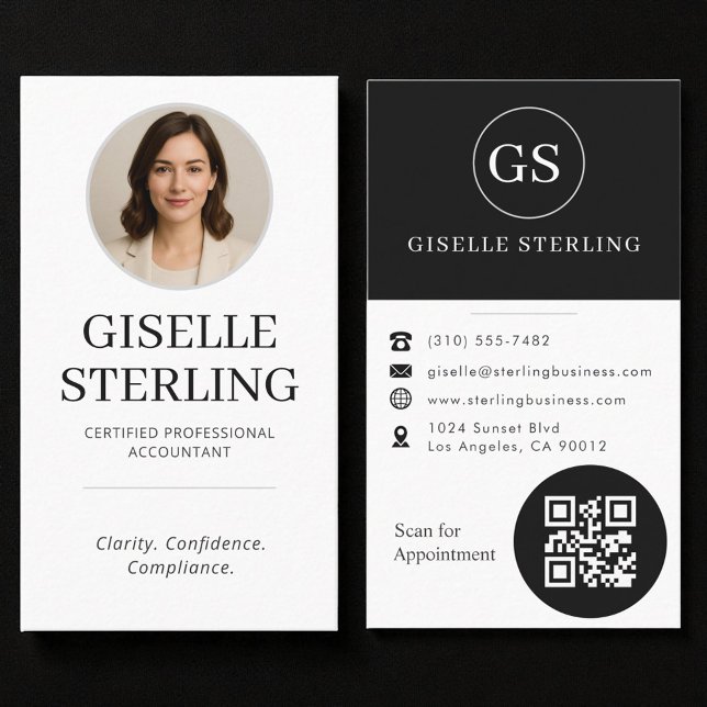 Carte De Visite Professional CPA Accountant Photo QR Code (Créateur téléchargé)
