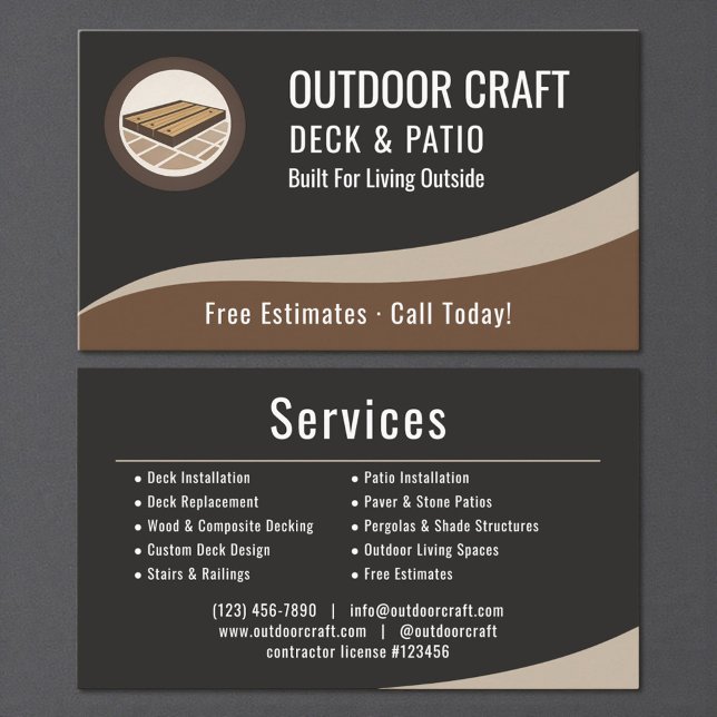 Carte De Visite Professional Deck & Patio Installation Company (Créateur téléchargé)